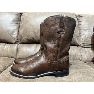 Justin 3162 Brown Marbled Boots Cowboy Roper Men’s size 10D